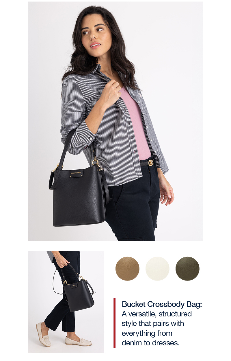Bucket Crossbody Bag: A versatile, structured style that pairs with everything from denim to dresses.