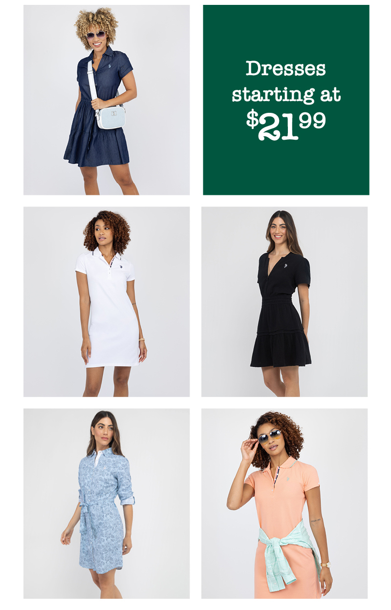 Dresses starting at $21.99