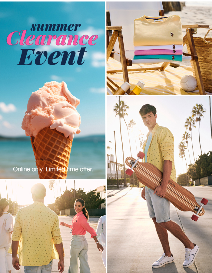 Summer clearance event. Online only. Limited time offer.