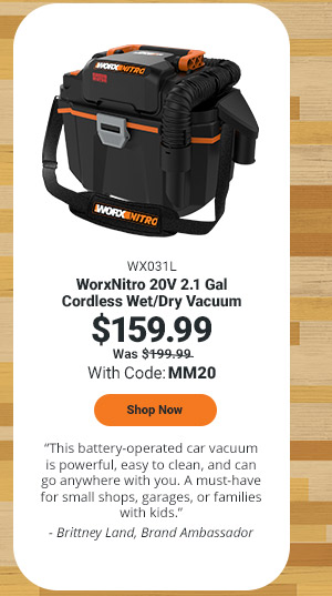 Nitro 20V 2.1 Gal Cordless Wet/Dry Vacuum