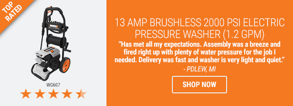 13 AMP BRUSHLESS 2000 PSI ELECTRIC PRESSURE WASHER (1.2 GPM)