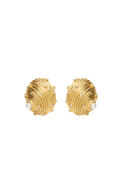 DOTTED SHELL PEARL CLIP-ON EARRINGS