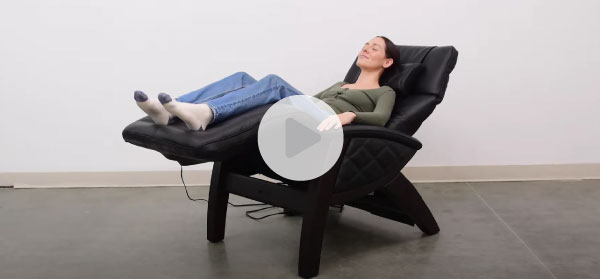 image of a screen shot from a product video showing Brandi on a Hale AirComfort Recliner