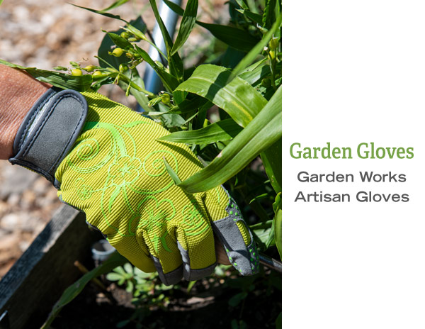 Shop Garden Gloves. Pictured; Garden Works Artisen Gloves