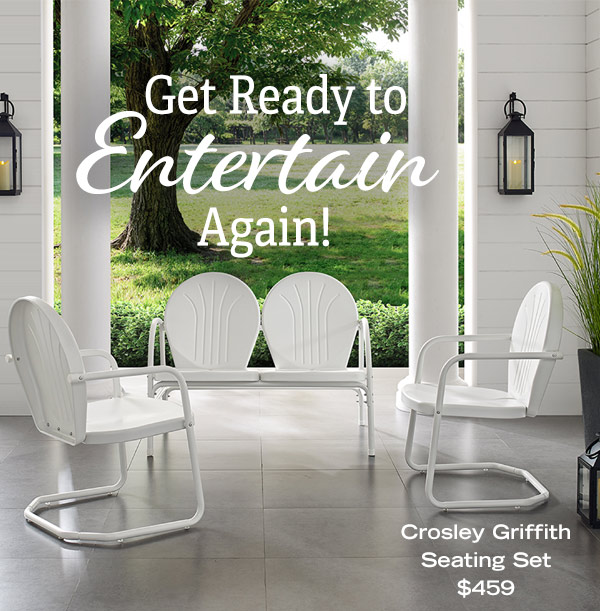 Get Ready to Entertain Again! Pictured: Crosley Griffith Seating Set, $459