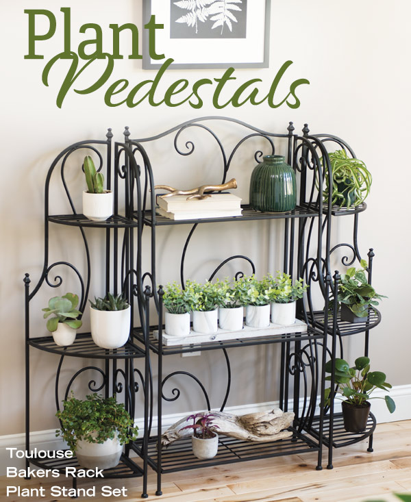 Plant Pedestals - Toulouse Bakers Rack Plant Stand Set, $339