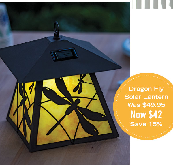 Dragon Fly Solar Lantern was $49.95 now $42, save 15%