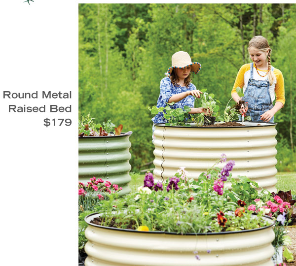 Round Metal Raised Bed, $179