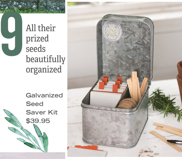 9 - Galvanized Seed Saver Kit, $39.95. All their prized seeds, beautifully organized.