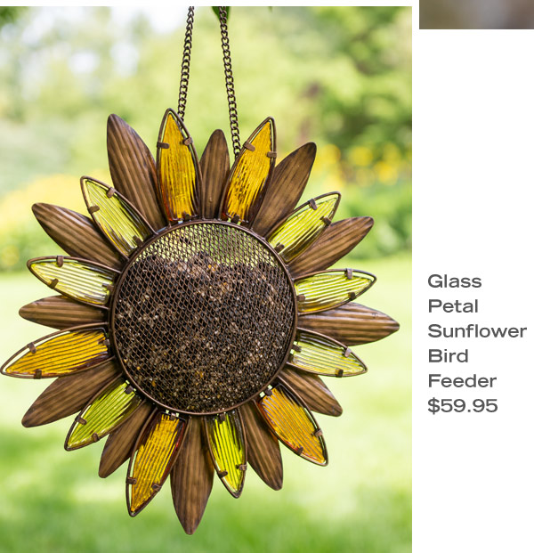 Glass Petal Sunflower Bird Feeder, $59.95