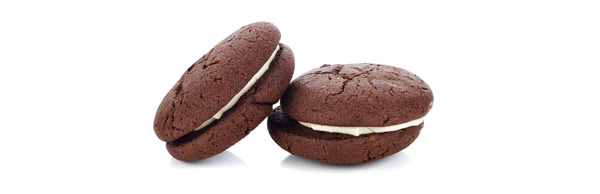 Two chocolate whoopie pies