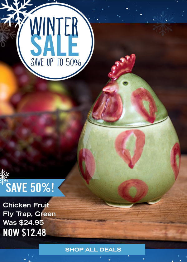 Winter Sale - Save up to 50% - Chicken Fruit Fly Trap, Green, was $24.95, now $12.48 - Save 50%!