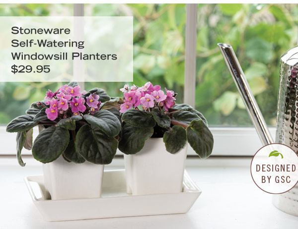 Stoneware Self-Watering Windowsill Planters, $29.95. Designed by GSC