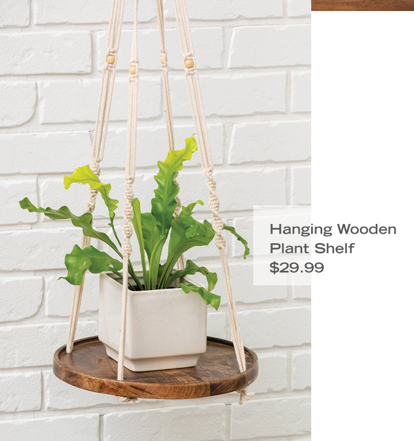 Hanging Wooden Plant Shelf, $29.99