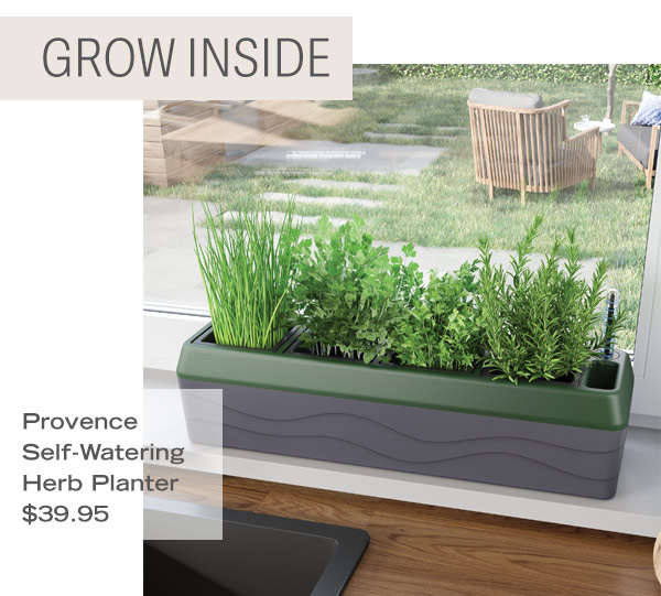 Grow Inside! Pictured: Provence Self-Watering Herb Planter $39.95