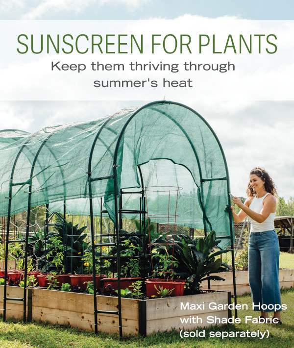 Sunscreen for Plants. Keep them thriving through summer's heat. Pictured: Shade Kit 4'x8' $89.95