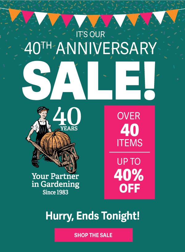 40th Anniversary Sale! Over 40 Items, up to 40% off, Hurry! Ends Tonight!