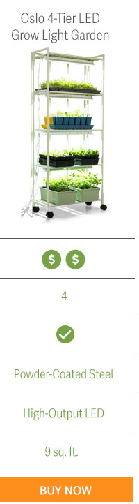 Oslo 4-Tier LED Grow Light Garden - 2x Cost, 4 Bulbs, Rolling Casters, Powder-Coated Steel, High-Output LED Lights, 9 sq. ft. growing space. - BUY NOW