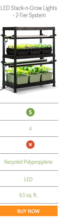 LED Stack-n-Grow Lights - 2-Tier System - 1x Cost, 4 Bulbs, No Rolling Casters, Recycled Polypropylene, Led Lights, 6.5 sq. ft. growing space. - BUY NOW