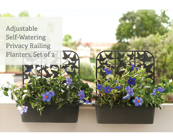 Adjustable Self-Watering Privacy Railing Planters, Set of 2