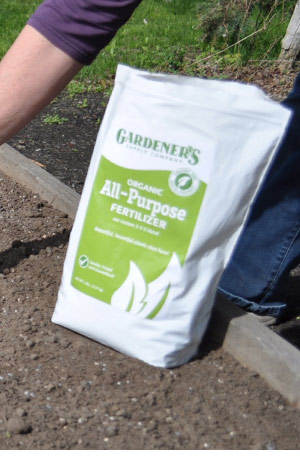 Pictured: A bag of Gardener's Supply All Purpose Fertilizer