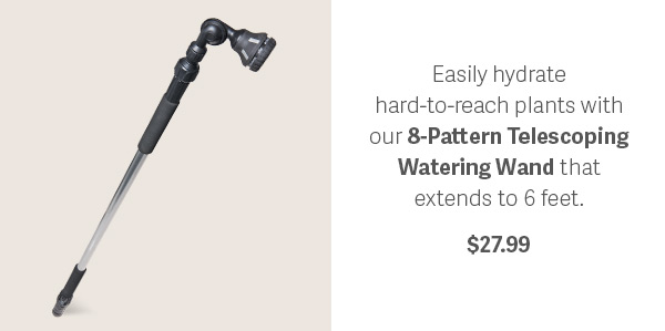 Easily hydrate hard-to-reach plants with our 8-Pattern Telescoping Waterin Wand that extends to 6 feet. $27.99