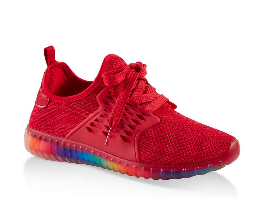 Rainbow Sole Athletic Knit Sneakers