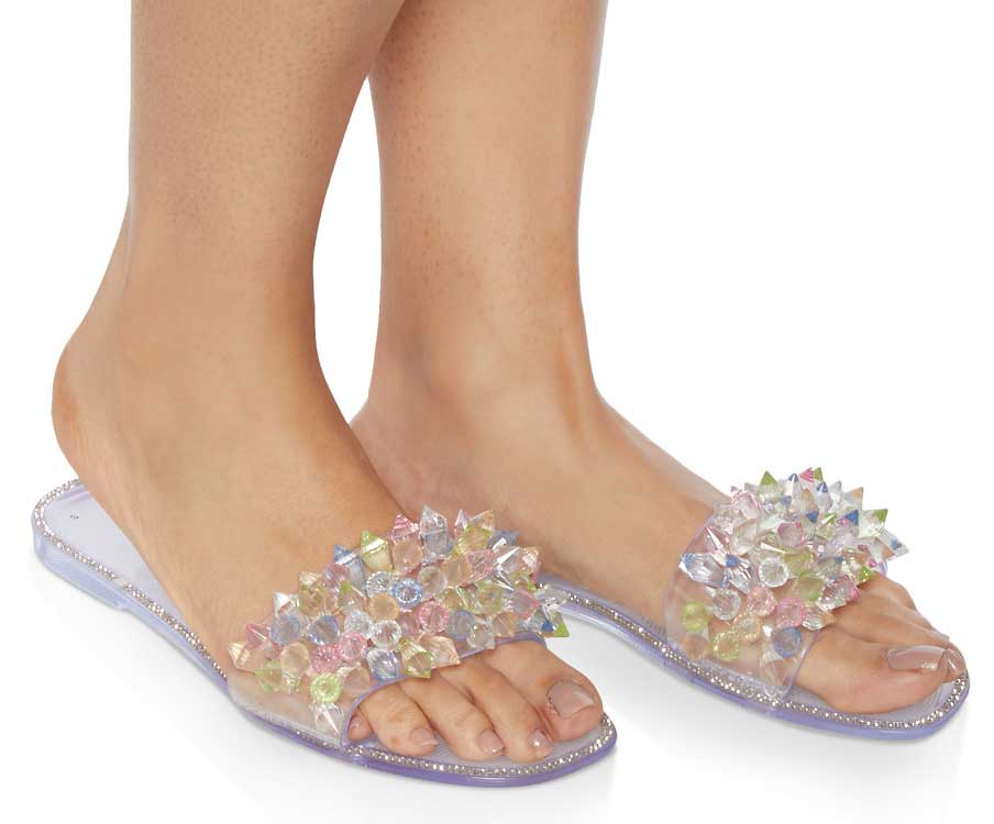 Crystal Band Jelly Slide Sandals