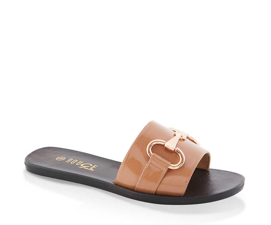 Metallic Detail Slide Sandals
