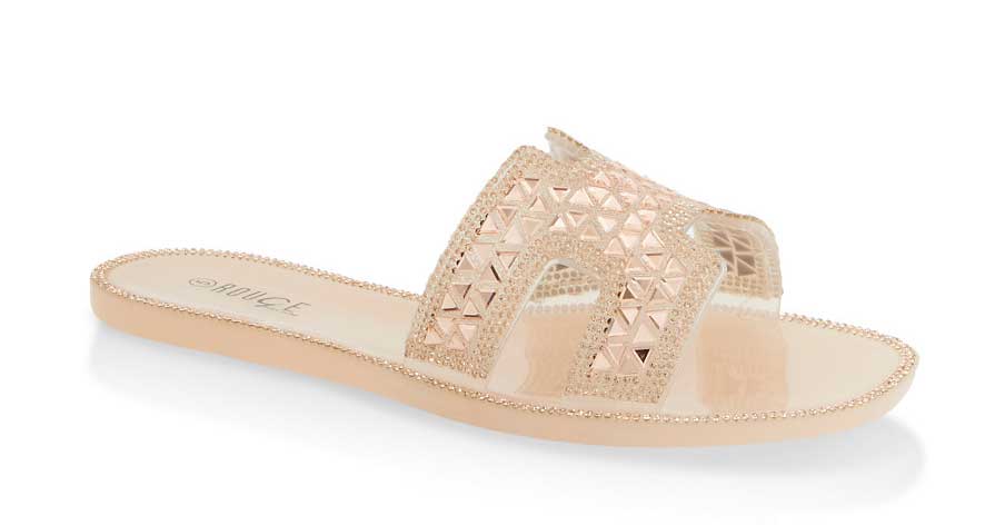 Rhinestone Studded Jelly Sandals