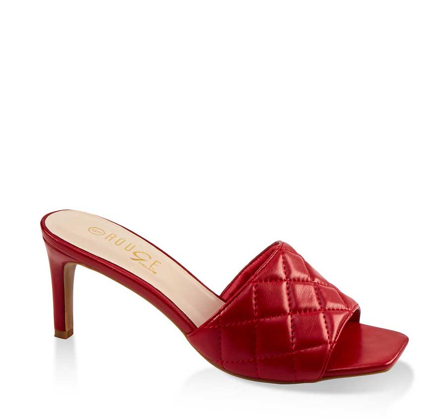 Quilted Mid Heel Mules