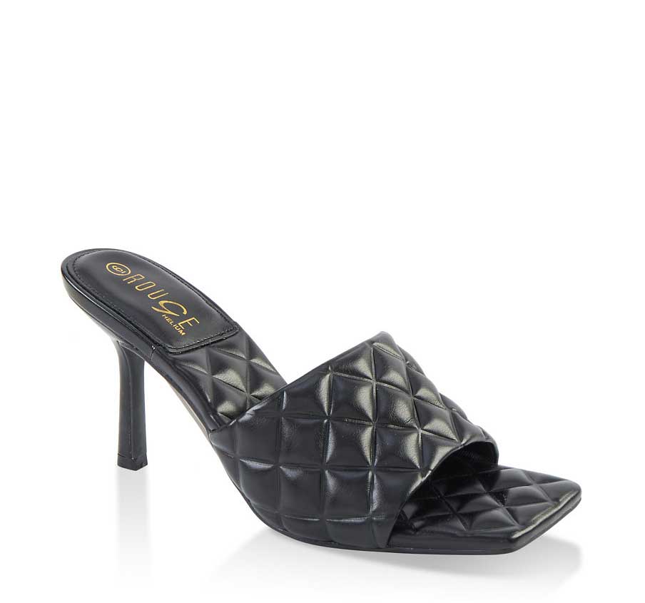 Quilted Mid Heel Sandals