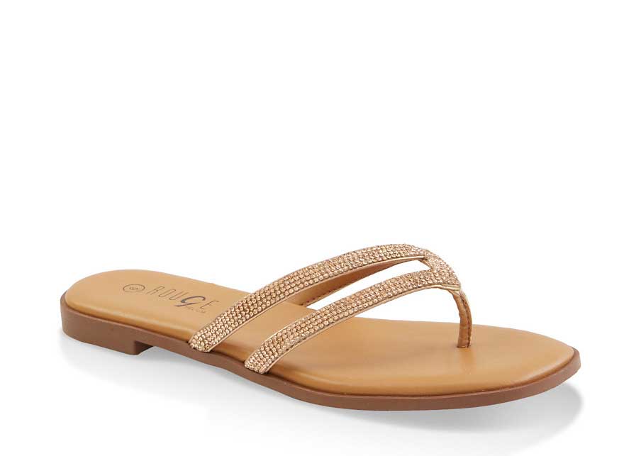 Rhinestone Strap Thong Sandals