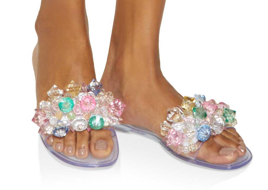 Multi Color Gem Jelly Slide Sandals
