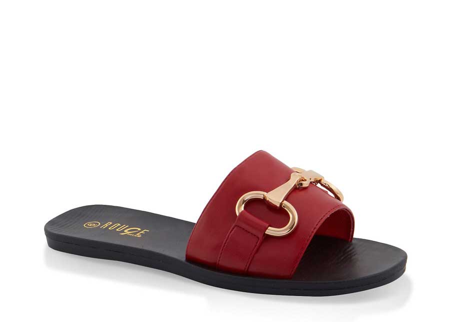 Metallic Detail Slide Sandals