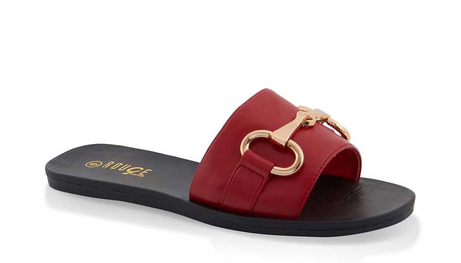 Metallic Detail Slide Sandals