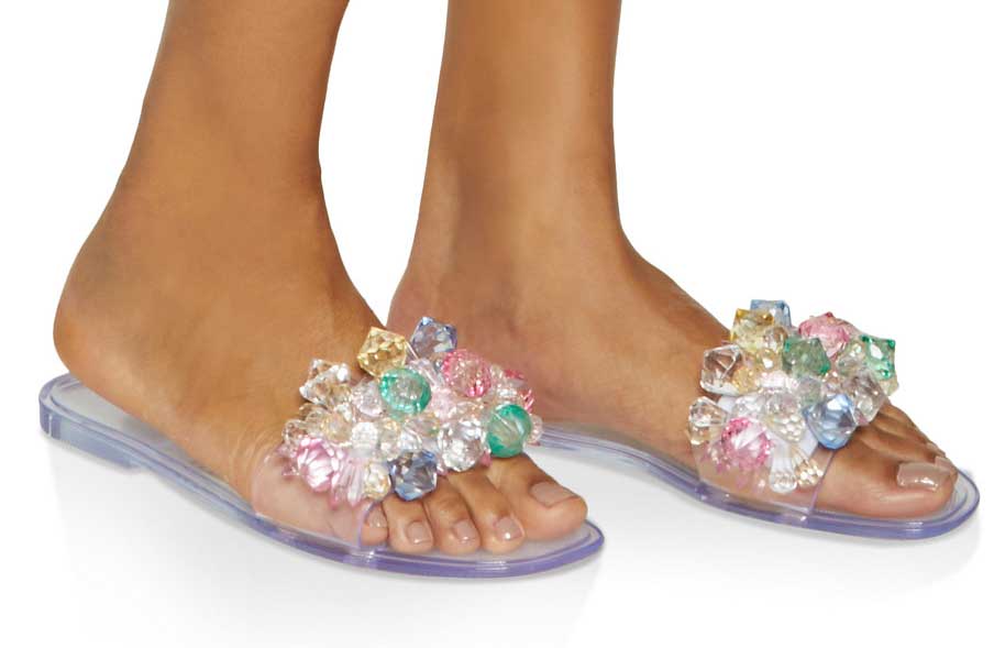 Multi Color Gem Jelly Slide Sandals