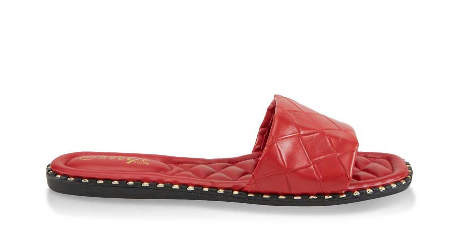 Quilted Sole Metallic Detail Slide Sandals