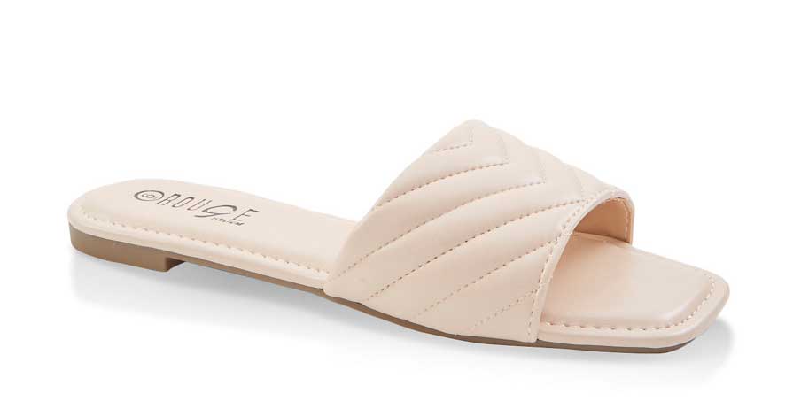 Chevron Quilted Slide Sandals