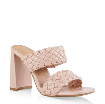 Woven Two Band High Heel Sandals