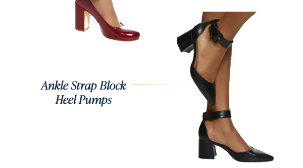 Ankle Strap Block Heel Pumps