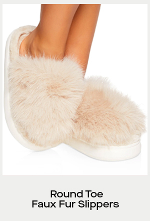 Round Toe Faux Fur Slippers