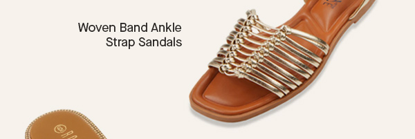 Woven Band Ankle Strap Sandals
