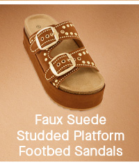 Faux Suede Studded Platform Footbed Sandals