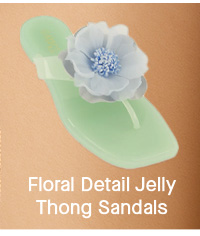 Floral Detail Jelly Thong Sandals