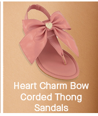 Heart Charm Bow Corded Thong Sandals