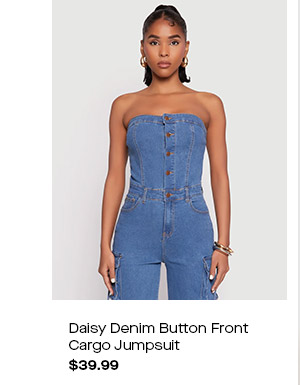 Daisy Denim Button Front Cargo Jumpsuit