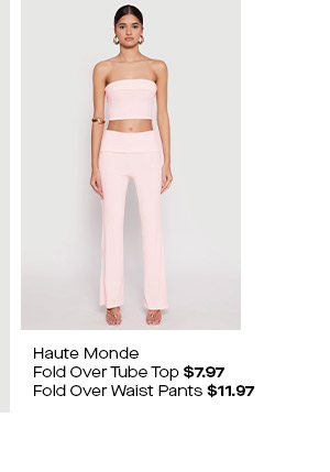 Haute Monde Ribbed Fold Over Waist Pants