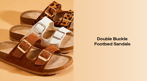 Double Buckle Footbed Sandals