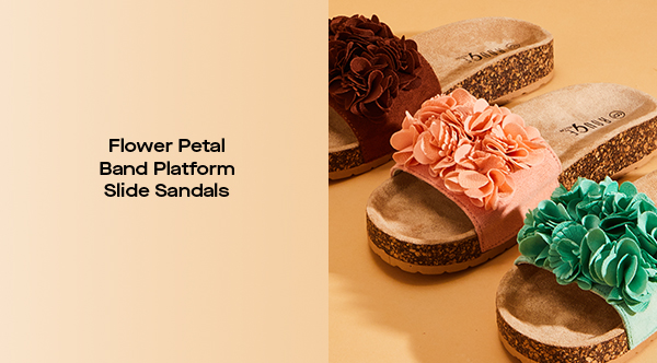 Flower Petal Band Platform Slide Sandals